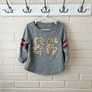 3/4 Sleeve Gray Tee w/ Gold Sequins | Gap Kids | Sm